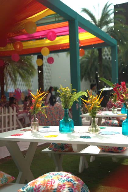 Tablescape and Ceiling — Mehendi decor — W GOA